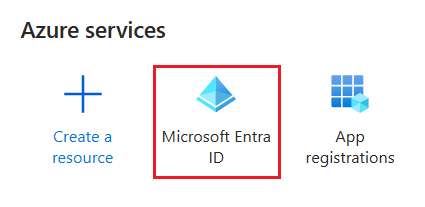 Снимок экрана: идентификатор Microsoft Entra в службах Azure.