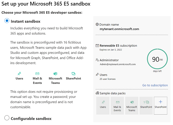 Снимок экрана: учетная запись Microsoft 365 с параметром 