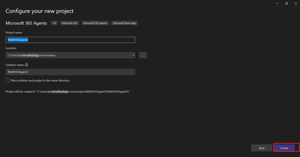 Снимок экрана: параметр для ввода имени проекта.