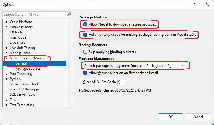 Устранение неполадок с восстановлением пакетов NuGet в Visual Studio |  Microsoft Learn