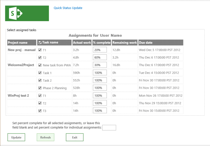 Проектирование страницы приложения QuickStatus