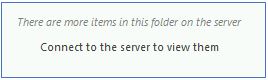 На снимке экрана отображается сообщение «Эта папка на сервере содержит другие элементы». Подключитесь к серверу для просмотра элементов.