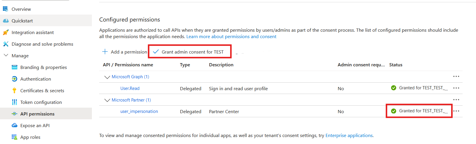 Схема, показывающая, как получить согласие администратора на разрешения API.
