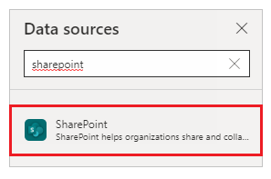 Выберите источник данных SharePoint.