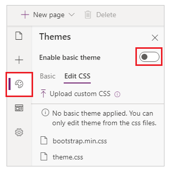 Включить базовые темы Включить базовые темы.