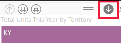 Screenshot of visual with the drill-down on/off icon turned on.