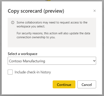 Screenshot of copy scorecard dialog.