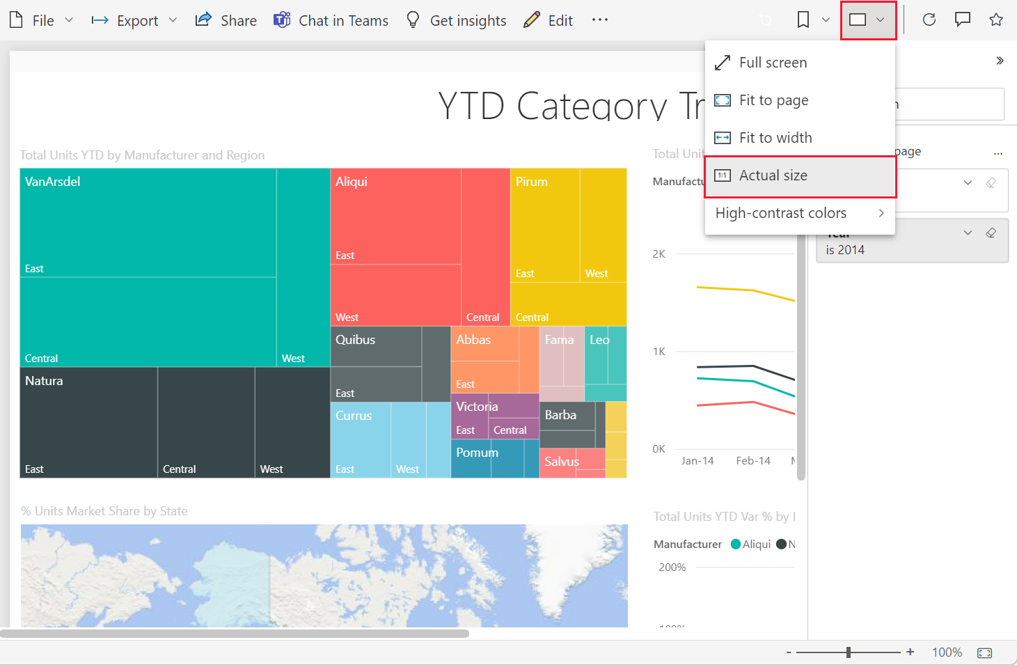 Снимок экрана: представление фактического размера.
