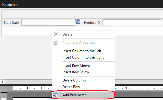 Screenshot showing Add new parameter from parameters pane.