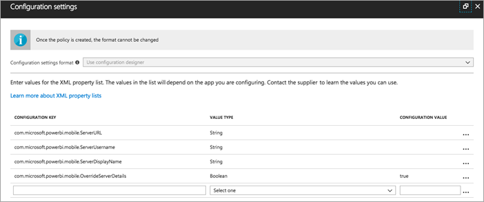 Change configuration settings