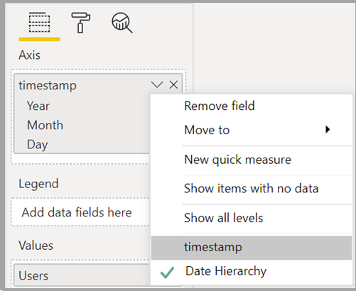 Screen shot of date hierarchy setting.