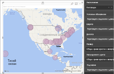 Screenshot of data sent to Bing Maps.