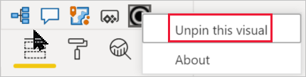 Screenshot of option to unpin a visualization from the visualization pane.