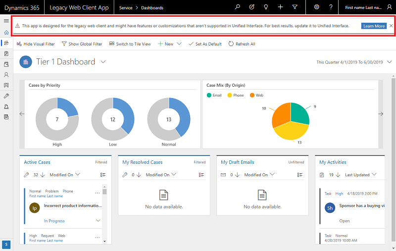 Unified interface. MS Dynamics CRM 365 2022 interface. Ja carta Unified client.