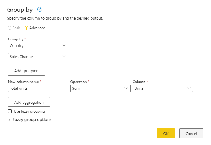 Как сгруппировать строки by или суммировать строки - Power Query |  Microsoft Learn