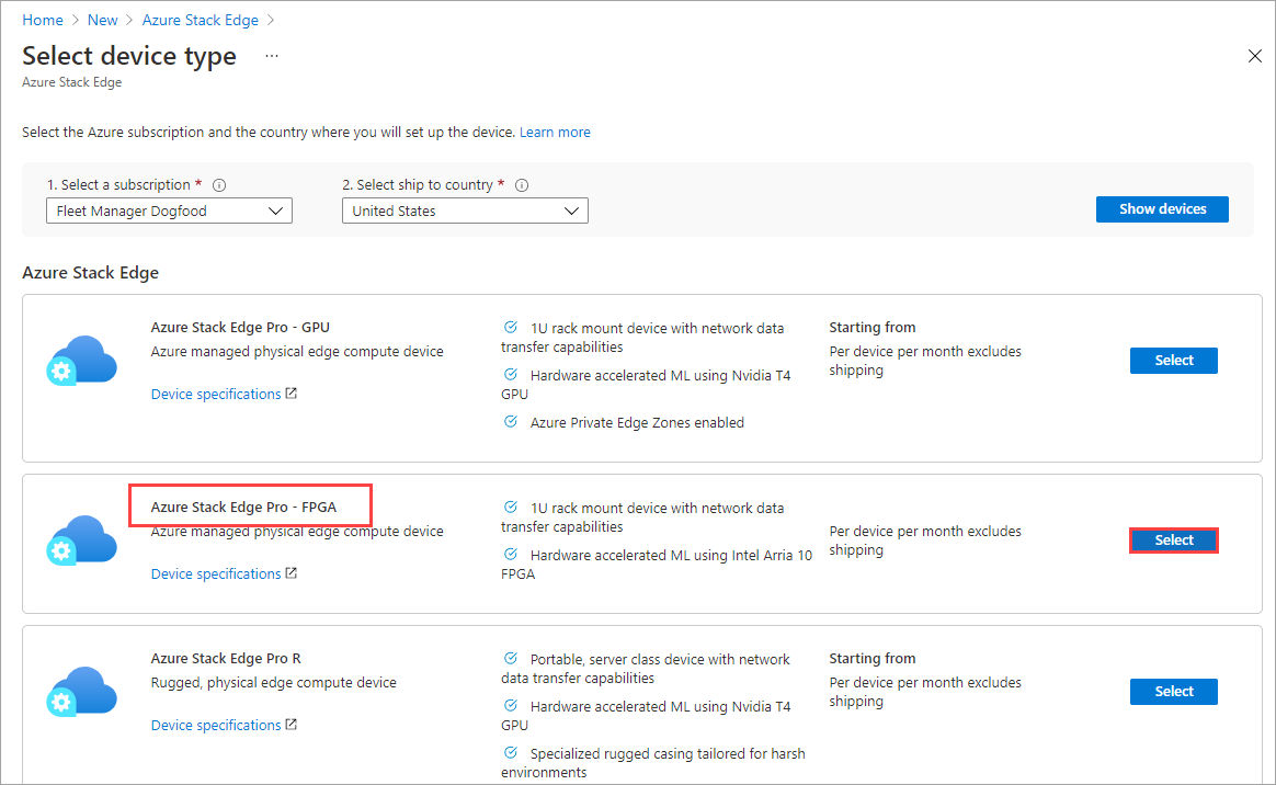 поиск службы Azure Stack Edge