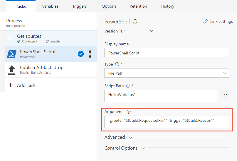 PowerShell task - 2018 RTM