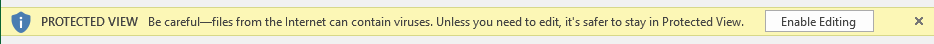 Включите редактирование, чтобы убрать предупреждение о безопасности в защищенном режиме просмотра