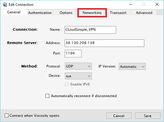 Изменение VPN-подключения