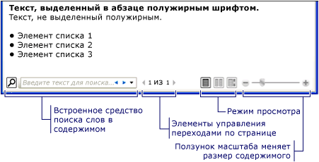 Снимок экрана: пример отображенного документа нефиксированного формата