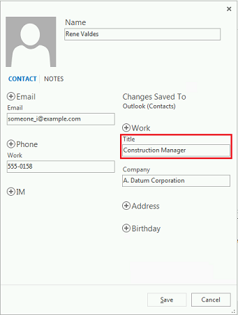 Contact with Job Title form in Dynamics 365