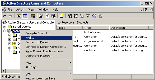 Выборочный поиск оснастки «Active Directory — пользователи и компьютеры»