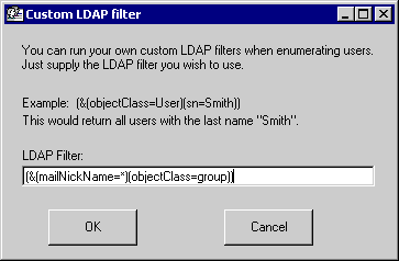 Диалоговое окно средства ADModify «Настройка LDAP-фильтра»