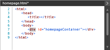 Идентификатор homepageContainer (HTML) в Blend
