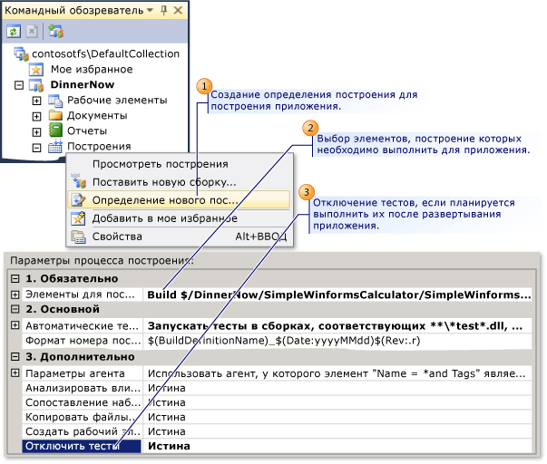 Создание определения построения для приложения