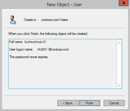 Изображение с именем учетной записи, именем входа и паролем для нового пользователя. 
