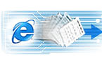 Изображение логотипа Internet Explorer и стрелка, указывающая на файлы