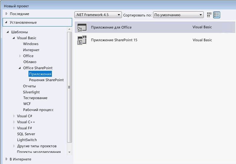 Шаблоны приложений для Office в Visual Studio
