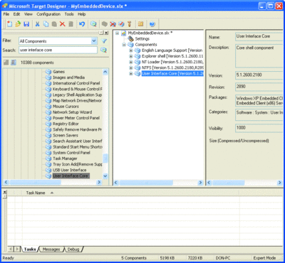 Рис. 1 Выбор компонентов с помощью средства Target Designer
