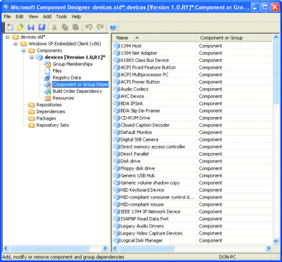 Рис. 2 Конструктор компонентов