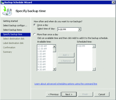 Figure 5 Specifying when daily backups should occur