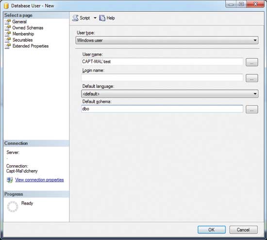 Создание автономного имени входа Windows в консоли SQL Server Management Studio