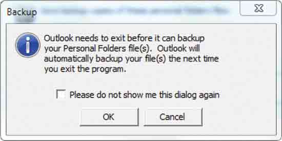 Перед подключением хранилища архивов нужно закрыть Outlook
