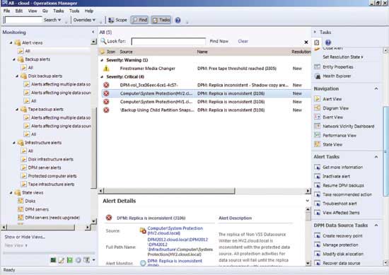 Консоль Central Console упрощает устранение неполадок в крупных средах Data Protection Manager 2012