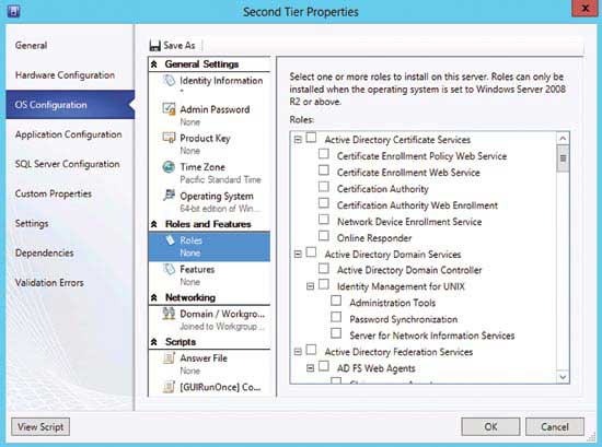 Рис. 2. Сервисный шаблон System Center Virtual Machine Manager 2012 SP1 позволяет легко добавлять роли и компоненты