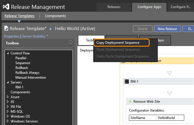 Copy deployment sequence