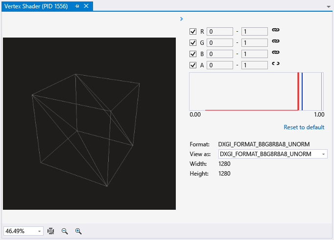 The vertex shader stage result preview