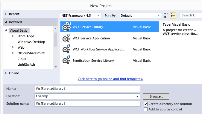 The WCF Service Library project