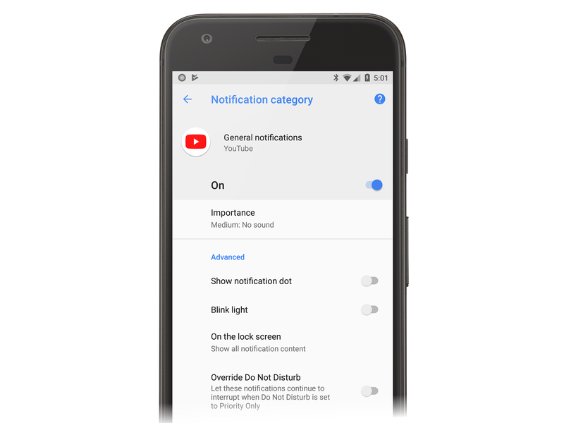 Экран общих уведомлений для приложения YouTube