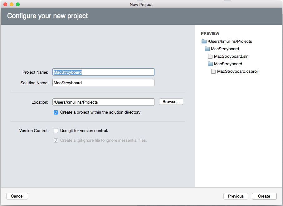 The project and solution names