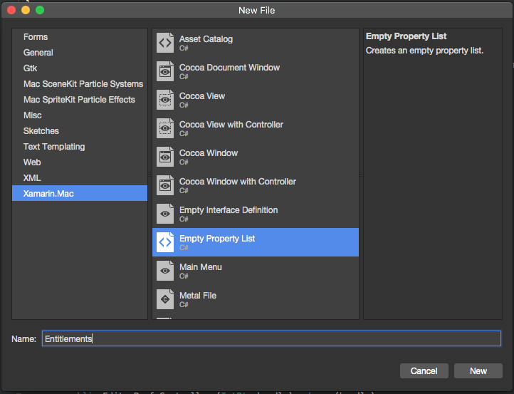 Добавление нового списка свойств