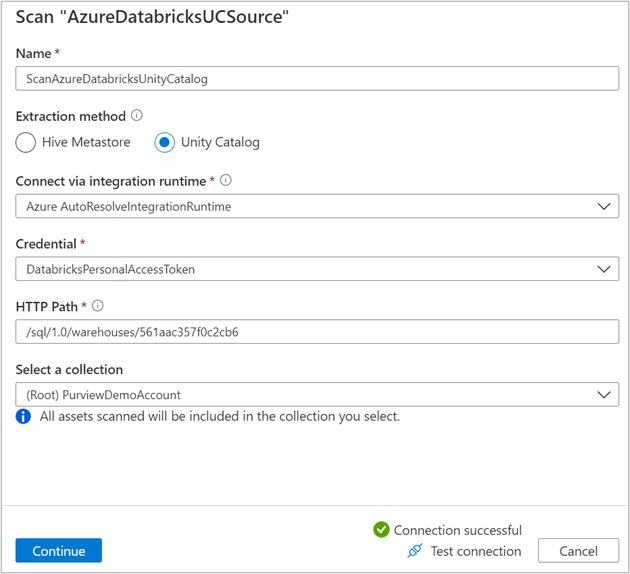 Снимок экрана: настройка проверки каталога Unity в Azure Databricks.