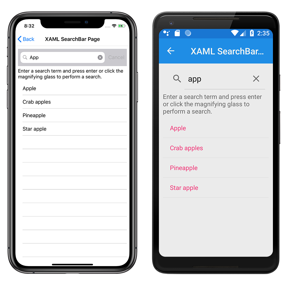 Xamarin.Forms - SearchBar Demos - Code Samples | Microsoft Learn