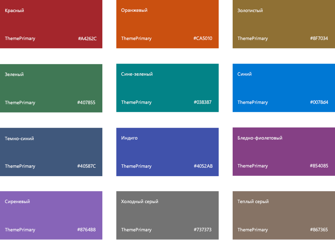 Темы и цвета в SharePoint
