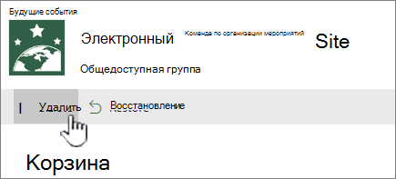 Кнопка удаления элемента из корзины в SharePoint Online