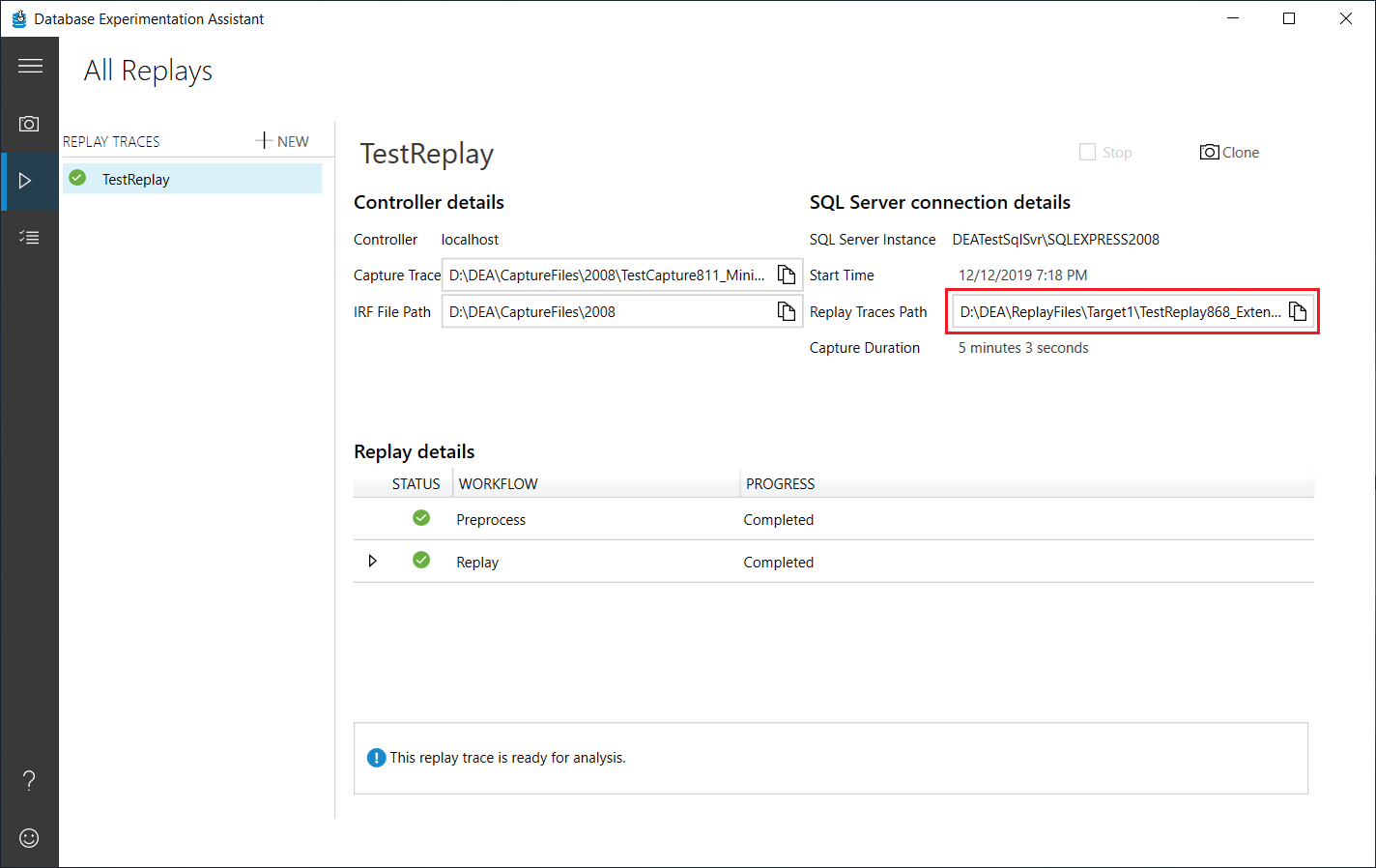 Воспроизведение трассировки для обновлений SQL Server - Database  Experimentation Assistant | Microsoft Learn